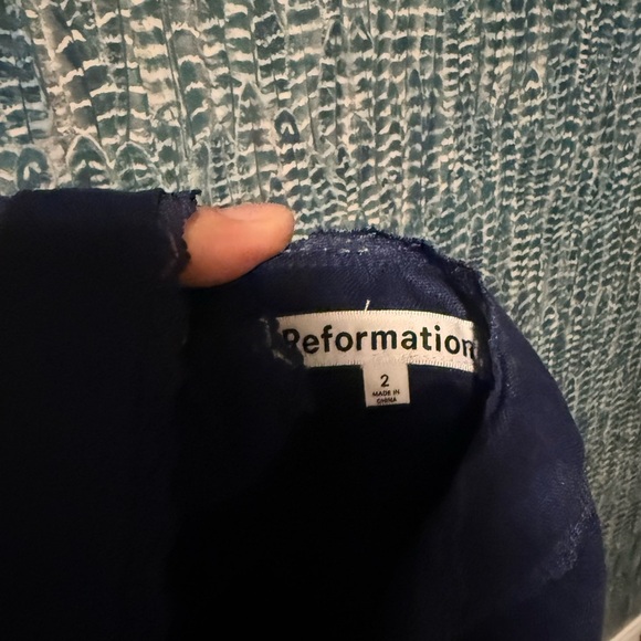 Reformation Rowen Linen Navy Blue Midi Dress - Picture 8 of 10